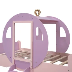 Twin Size Princess Carriage Bed With Crown, Wood Platform Car Bed With Stair-ModernLuxe -ModernLuxe GUEST 27317996 26b5 4d8f baee c78050bac159
