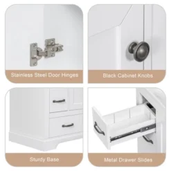 36" Bathroom Vanity With Ceramic Sink, 6 Drawers And Adjustable Shelves, White - ModernLuxe -ModernLuxe GUEST 2756a9f4 cdb6 41b3 b1ed fcbb589a394f