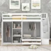 Functional Twin Loft Bed With 3 Shelves, 2 Wardrobes, 2 Drawers And Ladder With Storage-ModernLuxe -ModernLuxe GUEST 2763c581 759b 449a 91ba 6790af32262c
