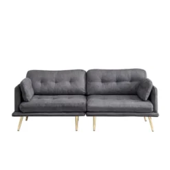 3-Seater Cotton And Linen Upholstered Sofa With Gold Metal Legs - ModernLuxe -ModernLuxe GUEST 27f4a345 b26e 4b4e 83e9 a986f13e97b0