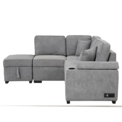 87.4" L Shape Sectional Sleeper Sofa Bed, 2 In 1 Pull Out Sofa Couch With Storage Ottoman, Cup Holder And USB Port-ModernLuxe -ModernLuxe GUEST 27ff2178 4c00 4d47 9014 ffa02a7112f5