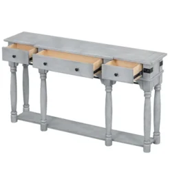 Vintage Style 60" Console Table With Storage Drawers And Bottom Shelf - ModernLuxe -ModernLuxe GUEST 284e8215 2879 4212 b90f cba6c6a87798