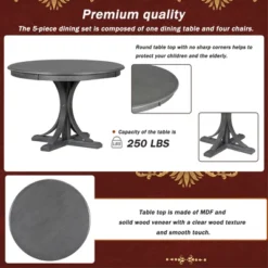 5 PCS Retro Round Dining Table Set With Curved Trestle Style Table And 4 Upholstered Chairs-ModernLuxe -ModernLuxe GUEST 290ad02e 31bb 4489 ac14 4544b94d46ee
