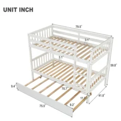 Twin Over Twin Wood Bunk Bed With Trundle, Safety Rail And Ladder-ModernLuxe -ModernLuxe GUEST 294d3ef3 d997 4fb0 af8d 260dd23ebb84