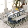 6 PCS Classic Wood Extendable Dining Table Set, Rectangular Table With 4 Upholstered Chairs & Bench, Gray+White-ModernLuxe -ModernLuxe GUEST 297cc6ab 4028 4237 bd57 7c60a6bffef3