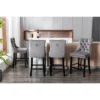 Set Of 2 Velvet Upholstered Barstools With Button Tufted Decoration, Chrome Nailhead Trim And Wooden Legs-ModernLuxe -ModernLuxe GUEST 2af39397 b829 40d3 9d13 86b78254c6ed