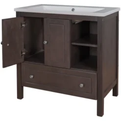 30" Bathroom Vanity With Ceramic Sink, Doors And Drawers - ModernLuxe -ModernLuxe GUEST 2b2502c4 2aa5 4aae 917c 68a6ed325880