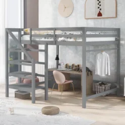 Full Size Loft Bed With Staircase And Safety Guardrails Gray/White-ModernLuxe 27 Full Size Loft Bed With Staircase And Safety Guardrails Gray/White-ModernLuxe -ModernLuxe GUEST 2b2c9b21 d7de 49f4 bdf6 88500c9e8c62