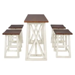 Rustic Wood Counter Height 5-Piece Dining Set With 4 Stools - ModernLuxe -ModernLuxe GUEST 2b920427 a70d 45ba 9818 1ae646dcd210