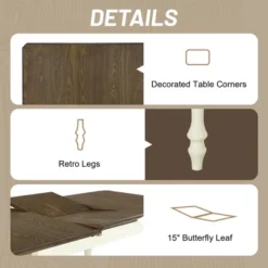 5 PCS Mid-Century Extendable Dining Table Set With 15inch Butterfly Leaf And 4 Upholstered Chairs-ModernLuxe -ModernLuxe GUEST 2bdf47d8 b0eb 4184 9735 ac34a264edfe