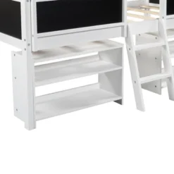Twin Size Low Loft Bed With Two Removable Shelves, Ladder And Decorative Rail Chalkboard - ModernLuxe -ModernLuxe GUEST 2c9ea90d 5d51 4b89 8f60 3655e543e203