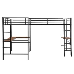 Metal Twin Size Loft Bed With Two Built-in Desks, Black - ModernLuxe 20 Metal Twin Size Loft Bed With Two Built-in Desks, Black - ModernLuxe -ModernLuxe GUEST 2ca544d5 0cdc 4769 a41c 97eade787cdf