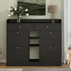 Modern Multifunctional Shoe Cabinet With 4 Turnover Drawers - ModernLuxe -ModernLuxe GUEST 2d65d186 2c0b 4fed 8e03 3bc989ae3c80