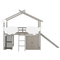 Twin Size House Shape Loft Bed With Wardrobe, Slide And Pullout Desk - ModernLuxe -ModernLuxe GUEST 2dddc608 c917 4843 809b 859ab065e2a4