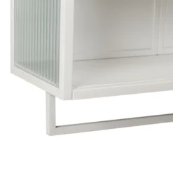 23.62" Glass Door Wall Cabinet With 2-Tier Enclosed Storage, Open Shelves And Towel Rack, White - ModernLuxe -ModernLuxe GUEST 2df2421e f718 48af a145 970ecd5c0be9