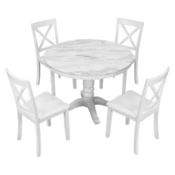 5-Piece Solid Wood Dining Table And Chairs Set, White - ModernLuxe -ModernLuxe GUEST 2e61666e c0f2 41d6 bfe5 511c313dba02