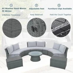 10 PCS Patio PE Rattan Half Round Conversation Set, Outdoor All-weather Wicker Sectional Sofa Set, Light Gray-ModernLuxe 17 10 PCS Patio PE Rattan Half Round Conversation Set, Outdoor All-weather Wicker Sectional Sofa Set, Light Gray-ModernLuxe -ModernLuxe GUEST 2e815673 8e57 46e7 aebc a96ebe6df620