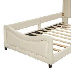 Twin Size Upholstered Daybed Platform Bed With Classic Stripe Shaped Headboard-ModernLuxe -ModernLuxe GUEST 2e845b9f 8d12 43c6 9224 bf6ca7f9b706