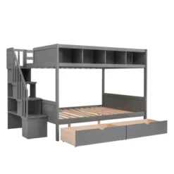 Twin Over Full Bunk Bed With Shelves, Storage Staircase And 2 Drawers - ModernLuxe -ModernLuxe GUEST 2fad5fc3 5949 4289 a04b 4ea4302ca912