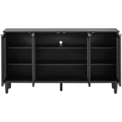 60" Generous Storage Sideboard With Faux Rattan Door - ModernLuxe -ModernLuxe GUEST 300577bf d6ca 4fd6 8b35 46869dcecf47