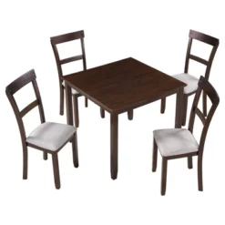 5 PCS Classic Dining Table Set With 4 Upholstered Chairs-ModernLuxe 19 5 PCS Classic Dining Table Set With 4 Upholstered Chairs-ModernLuxe -ModernLuxe GUEST 30a8d564 11ec 4780 9939 71ce334b63f5