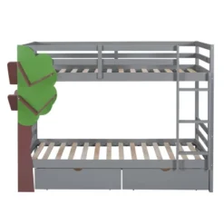 Twin-Over-Twin Bunk Bed With A Tree Decor And Two Storage Drawers-ModernLuxe -ModernLuxe GUEST 311cb700 45de 4d97 9a11 d075683995e3