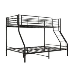 Twin-Over-Full Metal Bunk Bed With Ladder And Enhanced Upper-Level Guardrail, Black-ModernLuxe -ModernLuxe GUEST 319de675 f7ae 46cf be44 6df302fb559b