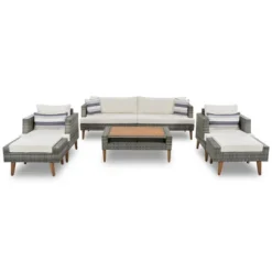 6 PCS All Weather PE Wicker Sofa Set, Patio PE Rattan Conversation Set With Wood Legs Wood Table Top-ModernLuxe -ModernLuxe GUEST 31aad643 9f36 486e 9200 6275f3b2c8c4