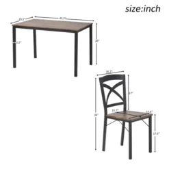 Modernluxe 5-Piece Wooden Dining Set With Metal Frame And 4 Ergonomic Chairs Brown-Industrial -ModernLuxe GUEST 3269fa39 09f0 47bd 87e5 945f120abf76