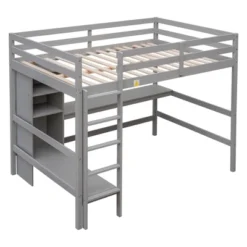 Full Size Loft Bed With Multifunction Shelves And Under-Bed Desk - ModernLuxe -ModernLuxe GUEST 32b447ac 471f 4a41 89d7 711287fbb96b