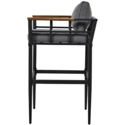 Steel Outdoor Dinner Set With Acacia Wood Handrails For Patio, Balcony Or Backyard,Black - ModernLuxe -ModernLuxe GUEST 3305be81 cf04 4160 ae10 46364a8b4b64