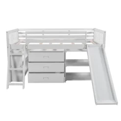 Low Twin Loft Bed With Bookcase, Separate Three Drawers, Pulling Ladder And Slide - ModernLuxe -ModernLuxe GUEST 33a23b43 d95a 447f a4e1 2802bfcd6ae3
