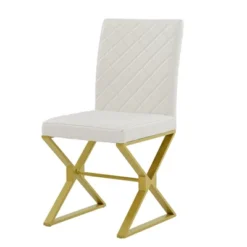 7 PCS Modern Dining Table Set, Marble Texture Kitchen Table And 6 PU Leather Chairs With X-Shaped Gold Steel Pipe Legs, White+Gold-ModernLuxe -ModernLuxe GUEST 340cc71c 6c2c 4a0f 9ae9 2d8e75589fdc