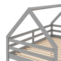 Twin Over Twin House Shaped Bunk Bed With Ladder And Guardrail-ModernLuxe -ModernLuxe GUEST 346115e7 356d 449f 9ad1 096352620494