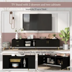 Modern TV Stand For TVs Up To 77'' With 5 Champagne Legs-ModernLuxe -ModernLuxe GUEST 354bc7d9 f6e5 42fb a5eb 4b149074ed6b