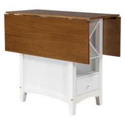 Farmhouse 5-Piece Dining Table Set With Drop Leaf, Wine Rack And Drawers-ModernLuxe -ModernLuxe GUEST 355f1a29 3491 4e84 a13c 993789b1389a