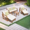 Outdoor Patio Wooden 6-Piece Talking Set With Footrest And Cushion For Backyard, Poolside, Balcony - ModernLuxe -ModernLuxe GUEST 35c488e2 418d 4e16 832c dcc56b9f9c78