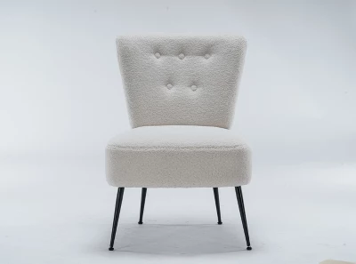 Tufted Back Teddy Fabric Slipper Chair Accent Chair-ModernLuxe 5 Tufted Back Teddy Fabric Slipper Chair Accent Chair-ModernLuxe - Image 3