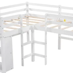 Twin Size L-Shaped Loft Bed With Movable Two-Tier Shelves And Slide - ModernLuxe -ModernLuxe GUEST 35cf888a ed28 4e2d 936f f04575adbffa