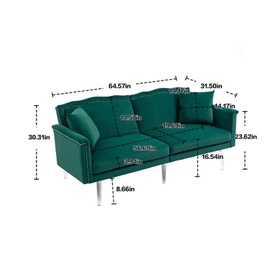 Modern Velvet Upholstered Loveseats Sofa With 2 Pillows-ModernLuxe 4 Modern Velvet Upholstered Loveseats Sofa With 2 Pillows-ModernLuxe - Image 2