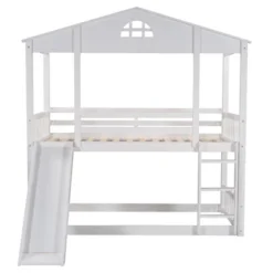 Twin Over Twin House Shaped Bunk Bed With Convertible Slide And Ladder-ModernLuxe -ModernLuxe GUEST 364ee82c 7875 4aec 92d1 0f8176f78e9a
