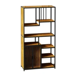 Multipurpose Bookshelf Storage Rack With Closed Storage Cabinets, Black + Brown - ModernLuxe -ModernLuxe GUEST 365a7d47 a04c 41fd 8053 e8e4fa7dcba9