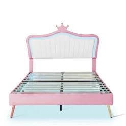 Queen/Full Size Upholstered Platform Bed Frame With LED Lights, Princess Bed With Crown Headboard-ModernLuxe -ModernLuxe GUEST 36a43ac9 4eee 434a 9b52 c3a118270f2e