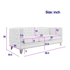 Living Room Modern Velvet Sofa With Button Tufted Square Arms And Metal Legs - ModernLuxe -ModernLuxe GUEST 36f24e2b f6ec 4bc5 8e41 7865e2bc41cf