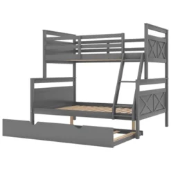 Twin Over Full Bunk Bed With Twin Size Trundle Bed, Ladder And Guardrail-ModernLuxe -ModernLuxe GUEST 3751acd1 0caf 4f7e b8cc c60b4a3bf18f