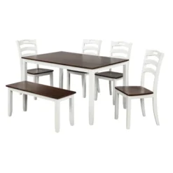 Modern 6-Piece Dining Table Set With Waterproof Coat Ivory And Cherry-ModernLuxe -ModernLuxe GUEST 37cf16c4 87b3 417d afb8 2aebeb61e867