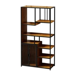 Multipurpose Bookshelf Storage Rack With Closed Storage Cabinets, Black + Brown - ModernLuxe -ModernLuxe GUEST 37ecd177 13d0 4c8c a097 dd616a4b8f03