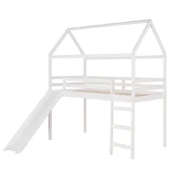 Twin Size House Shape Loft Bed With Slides, White - ModernLuxe -ModernLuxe GUEST 3826d729 f2e1 42b0 91c9 c80e14c5a89a