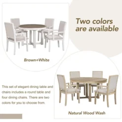 5 PCS Round Extendable Dining Table Set With Butterfly Leaf And 4 Upholstered Dining Armchairs-ModernLuxe -ModernLuxe GUEST 388f37f7 be42 441c 85d3 446fee3d6c24