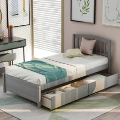 Twin Wood Platform Storage Bed Frame With Headboard And Two Drawers-ModernLuxe -ModernLuxe GUEST 395d1644 c329 4dbe 8053 ad85fb276e8c